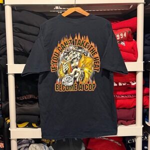 Vintage Firefighter Dalmatian Flame Black Mens‎ XL Shirt